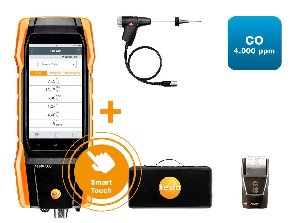 Testo 300 Set 1 - 4000ppm - Yazıcılı Baca Gazı Analiz Cihazı - %25 Havale İndirimi!