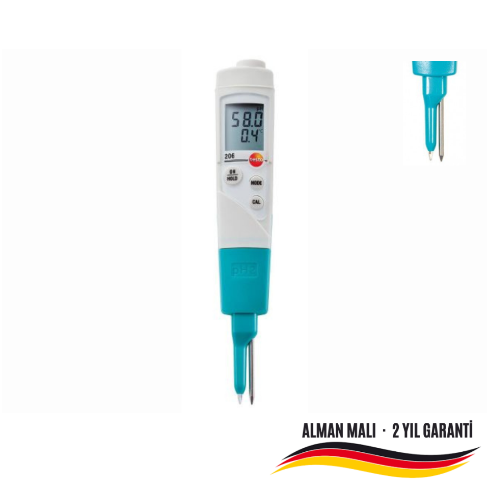 Testo 206-PH2 Yarı Katı Gıdalar ve Sıvılar için İdeal PH Metre