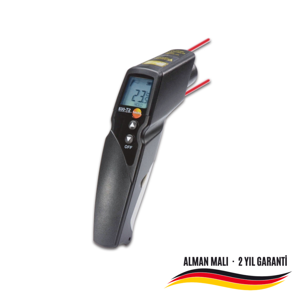 Testo 830-T2  2 Nokta Lazer İşaretlemeli Infrared Termometre (12:1 optik)