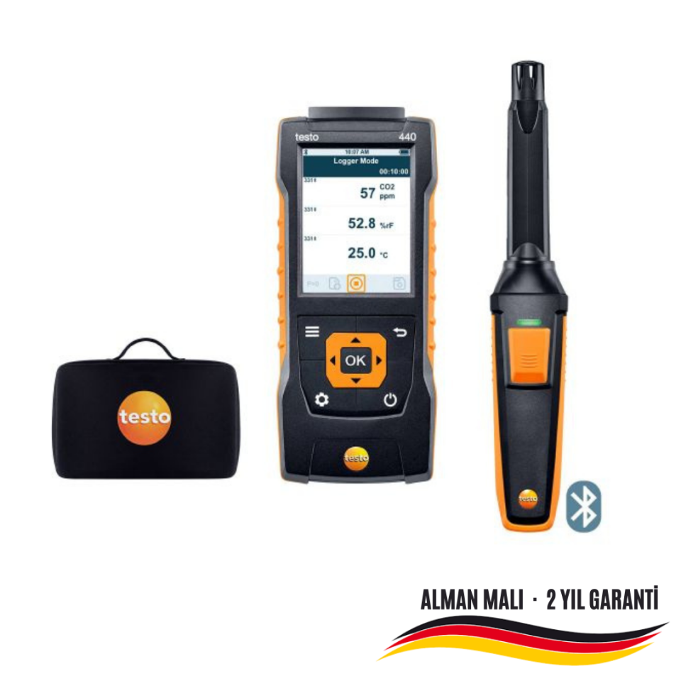 Testo 440 CO2, Sıcaklık, Nem, Mutlak Basınç Ölçüm Seti