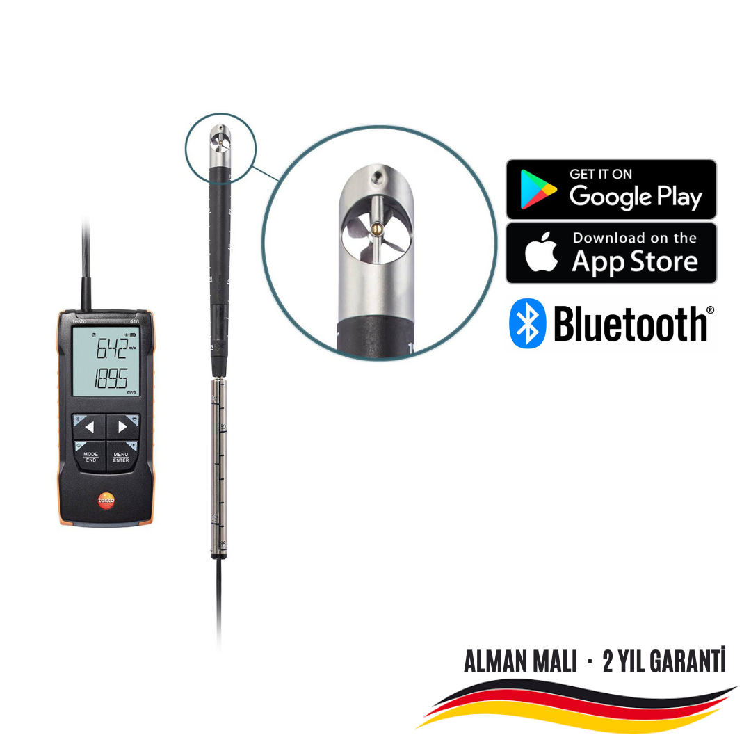 Testo 416 App Bağlantılı 16mm Pervane Tip Anemometre