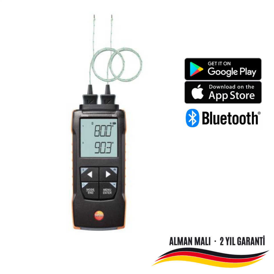 Testo 922 App Bağlantılı TC-K Tip 2 Kanallı Sıcaklık Ölçer
