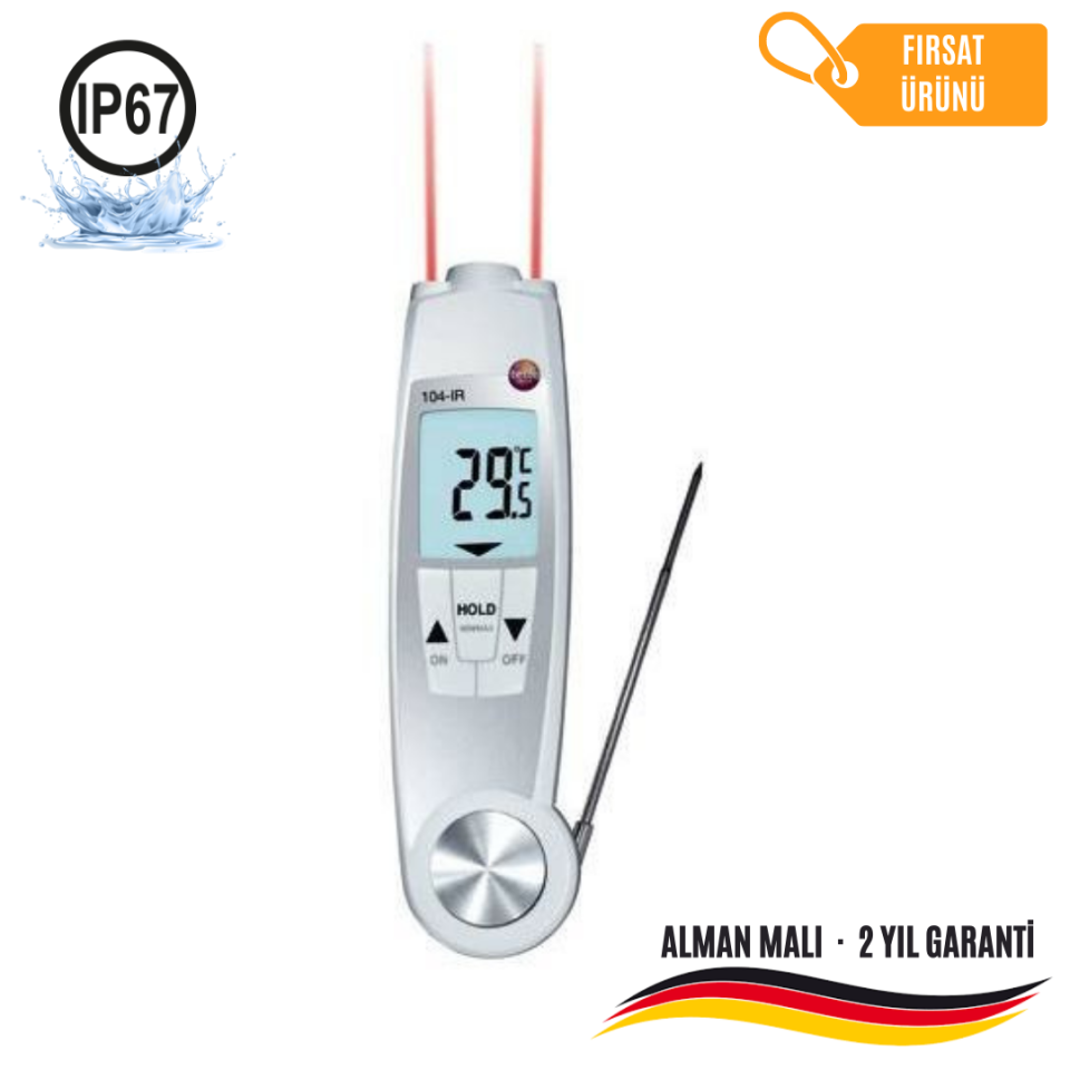 Testo 104-IR BT Infrared ve Batırma Tip Gıda Termometresi