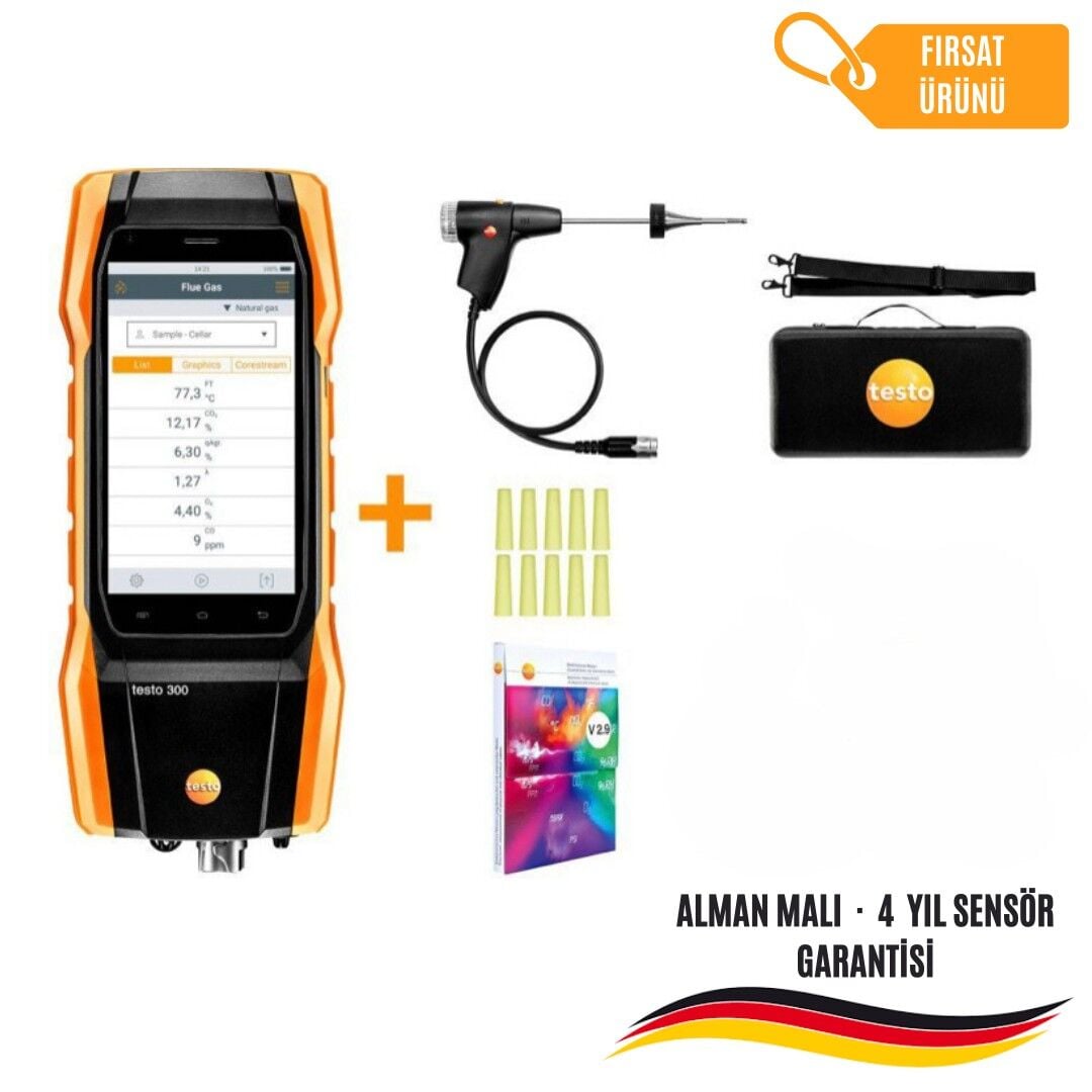 Testo 300 Set 4 - 15.000ppm Baca Gazı Analiz Cihazı - Yazıcısız Set - %25 Havale İndirimi!