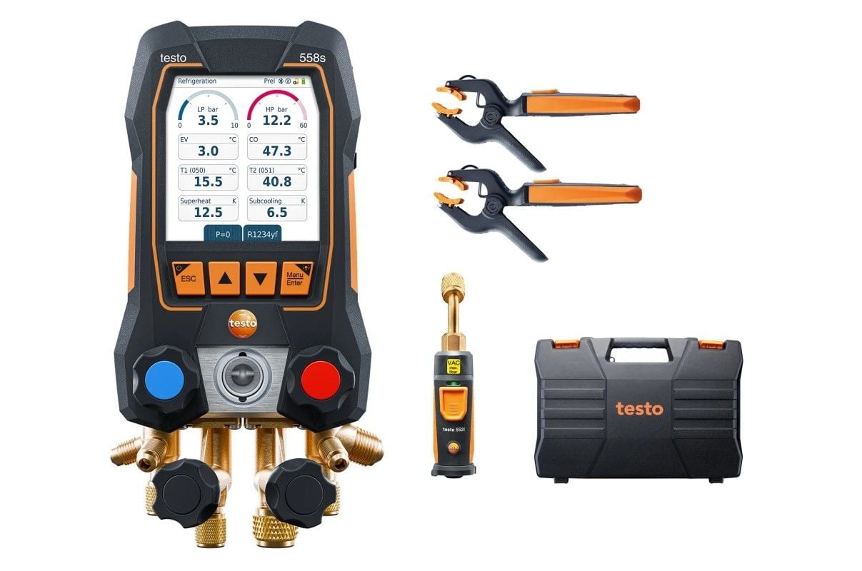 testo 558s Akıllı Vakum Seti - Kablosuz Sıcaklık ve Vakum Problarına Sahip Akıllı Dijital Manifold